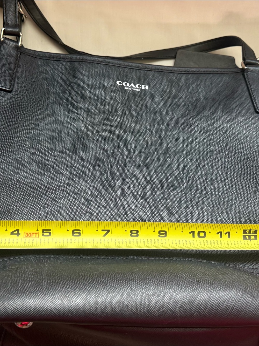 Coach Black Saffiano Leather Diaper Tote Crossbody Baby Bag Laptop Travel Purse - Picture 14 of 16